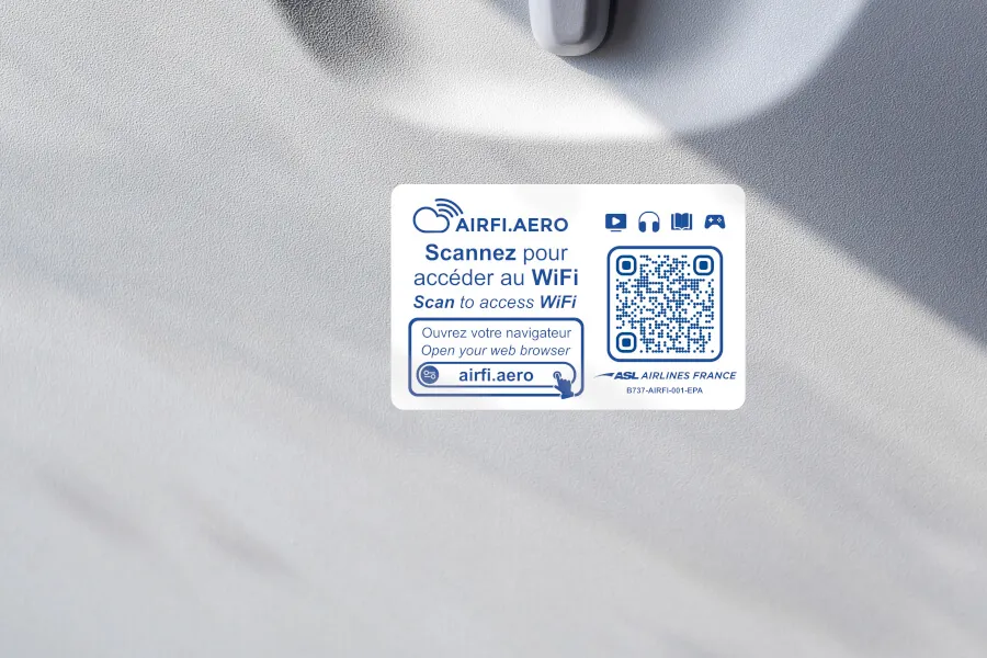 QR code for accessing airplane WiFi service.